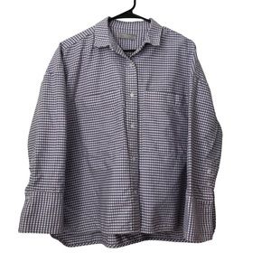 EVERLANE Purple Check BUTTON UP BOXY OXFORD TOP Size Md